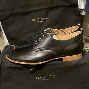Rag & Bone Classic Black Oxfords with Light Brown Soles